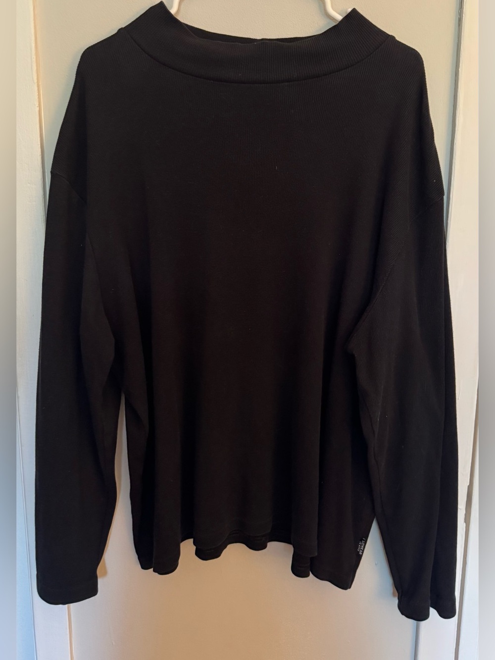 Liz Claiborne Woman 2X Black Rib Knit Mock Neck Long Sleeve Top